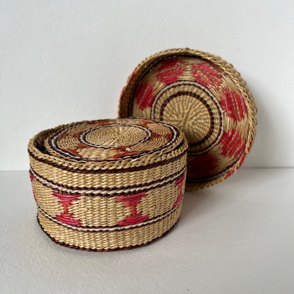 Reed grass basket coaster set - Picture 5 of 9